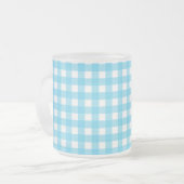 Helcerulean blue gingham matglas koffiemok (Voorkant links)