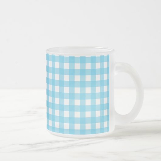 Helcerulean blue gingham matglas koffiemok (Rechts)