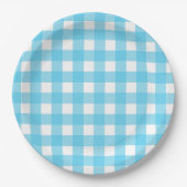 Helcerulean blue gingham papieren bordje (Voorkant)