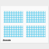 Helcerulean blue gingham rechthoekige sticker (Vel)