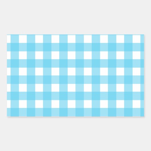 Helcerulean blue gingham rechthoekige sticker (Voorkant)