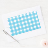 Helcerulean blue gingham rechthoekige sticker (Envelop)