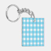 Helcerulean blue gingham sleutelhanger (Voorkant Links)