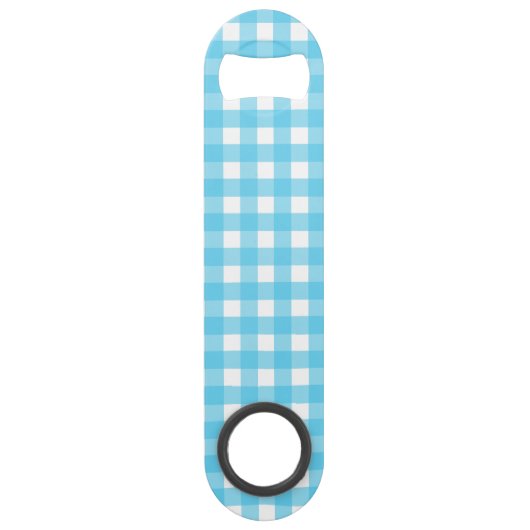 Helcerulean blue gingham speed flessenopener (Voorkant)