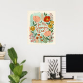 Held abstracte bloem botanische kunst, lente bloem poster (Thuiskantoor)