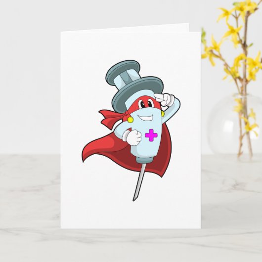 Held als verpleegster met injectiespuit kaart (Gele Bloem)