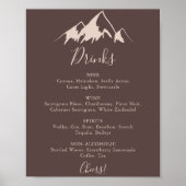 Held bord met drankmenu voor een bergland bruiloft poster (Voorkant)