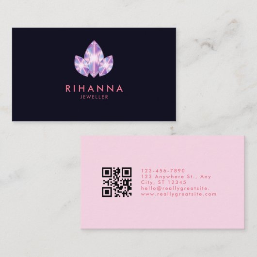 Held Dimond Juwelier Roze Marine Minimal QR-code Visitekaartje (Voorkant / Achterkant)