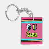 Held Hart Oog Ik Hou Van Canasta Sleutelhanger (Voorkant Links)