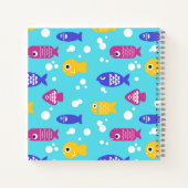 Held Kleurrijk Cartoonaquarium Vispatroon Blauw Notitieboek (Achterkant)