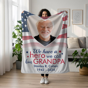 Held Opa Veteraan Gepersonaliseerde Amerikaanse Vl Fleece Deken