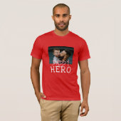 Held Papa Wit Typography Vader Foto Rood T-shirt (Voorkant volledig)