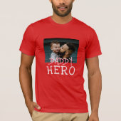 Held Papa Wit Typography Vader Foto Rood T-shirt (Voorkant)