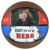 Held Superheld Papa Vaderdag Foto Basketbal (Voorkant)