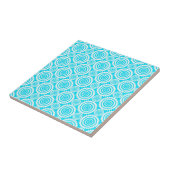 Held turquoise wit geometrisch cirkelpatroon tegeltje (Zijkant)