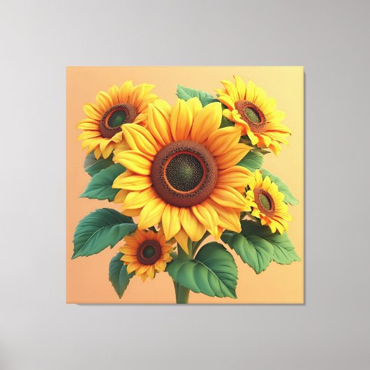 Held Zonnebloem Boeket Sculptuur Canvas Afdruk (Voorkant)