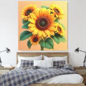 Held Zonnebloem Boeket Sculptuur Canvas Afdruk (Insitu (Slaapkamer))