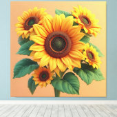 Held Zonnebloem Boeket Sculptuur Canvas Afdruk (Insitu (Houten vloer))