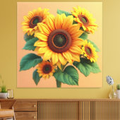 Held Zonnebloem Boeket Sculptuur Canvas Afdruk (Insitu (Woonkamer))