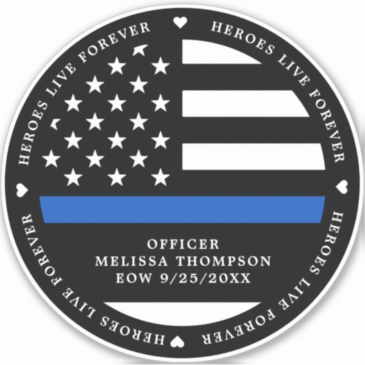 Helden leven eeuwig Politie Herdenkingsmonument Ge Sticker (Voorkant)