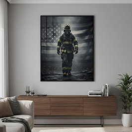 Heldenbrandweer die door rook loopt poster