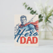 "Heldenvader" Superheld Illustratie met Babyfles Briefkaart (Staand voorkant)
