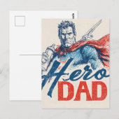 "Heldenvader" Superheld Illustratie met Babyfles Briefkaart (Voorkant / Achterkant)