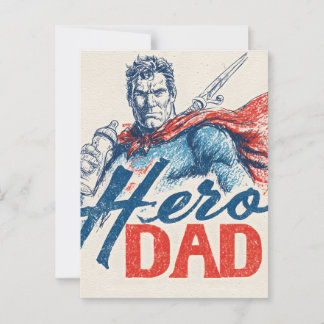 "Heldenvader" Superheld Illustratie met Babyfles Briefkaart