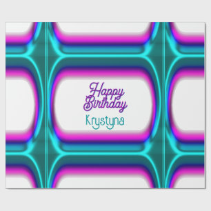 Helder Aangepast Gelukkige Verjaardag Magenta Cyaa Cadeaupapier