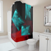 Helder Abstract Blauwgroen en rood Douchegordijn (In situ)