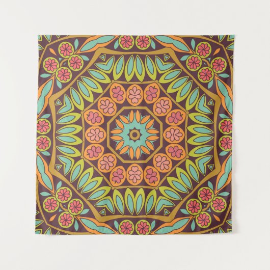 Helder abstract bloemenontwerp ornament. wandkleed (Voorkant)