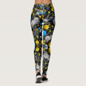 Helder abstract bloemmotief op zwarte achtergrond leggings (Achterkant)