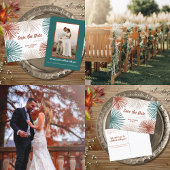 Helder Abstract donker Blauwgroen koper bisque All In One Uitnodiging