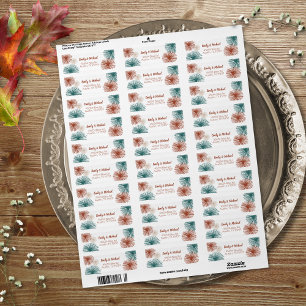 Helder Abstract donker, Blauwgroen, koper, bisque Etiket