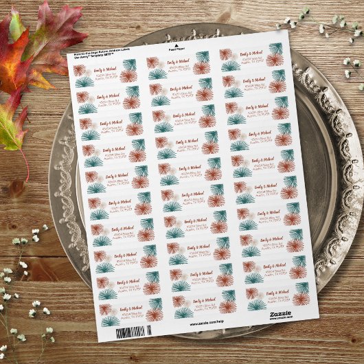 Helder Abstract donker, Blauwgroen, koper, bisque Etiket