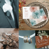 Helder Abstract donker, Blauwgroen, koper, bisque Etiket