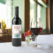 Helder Abstract donker Blauwgroen koper bisque Wijn Etiket