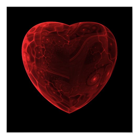 Helder abstract fractale rode hart, Fractal hart Perfect Poster (Voorkant)