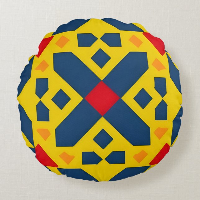 Helder Abstract Geometrisch Modern Huisdecor Rond Kussen (Voorkant)