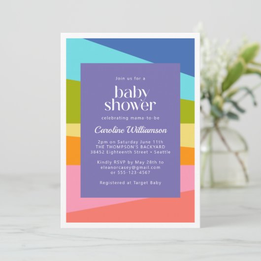 Helder Abstract geometrisch regenboogBaby shower Kaart (Staand voorkant)