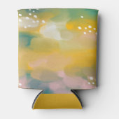 Helder abstract geschilderd penseelstreek geel gro blikjeskoeler (Voorkant)