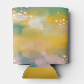 Helder abstract geschilderd penseelstreek geel gro blikjeskoeler (Achterkant)