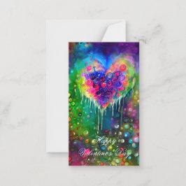 Helder abstract hart en bubbels kids valentijn notitiekaartje