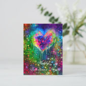 Helder abstract hart en bubbels valentine briefkaart (Staand voorkant)