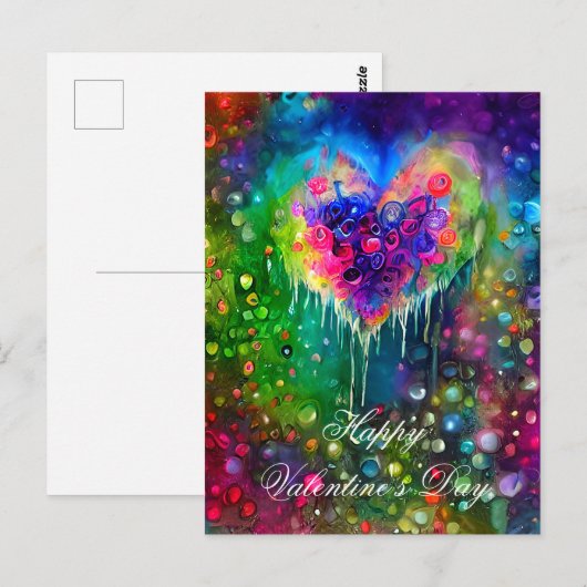 Helder abstract hart en bubbels valentine briefkaart (Voorkant / Achterkant)
