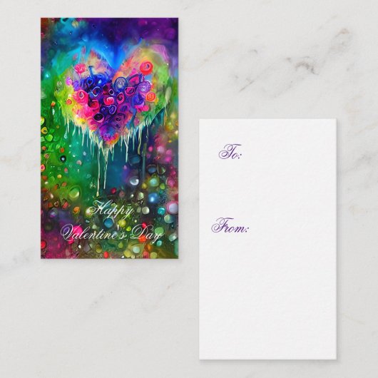 Helder abstract hart en luchtbelletjes kinder vale notitiekaartje (Voorkant / Achterkant)