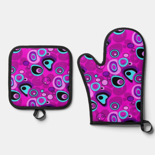 Helder, abstract, magenta das ovenwant & pannenlap set (Voorkant)