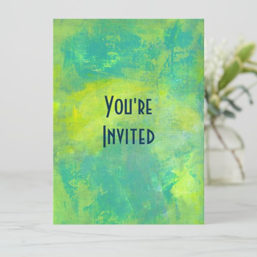 Helder abstract ontwerp in groene en gele partij kaart (Staand voorkant)