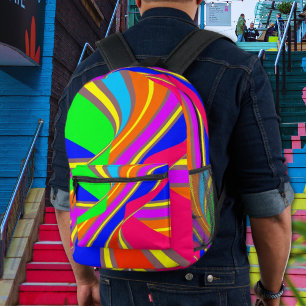 Helder abstract patroon met meerkleurige strepen. bedrukte rugzak