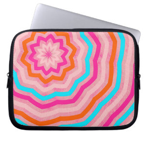 Helder Abstract Plezierige Bloem in Oranje Roze Te Laptop Sleeve
